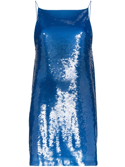 princess polly baby blue dress Eckhaus Latta Low Back Sequin Slip Dress In Blue
