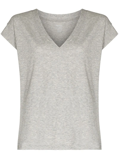 Frame Grey V-neck Cotton T-shirt