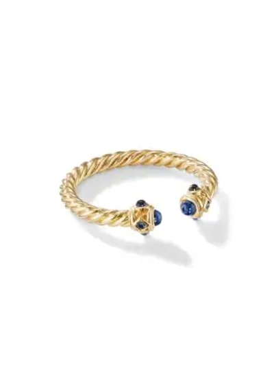 David Yurman Renaissance Open Ring In 18k Gold With Gemstones In Silver