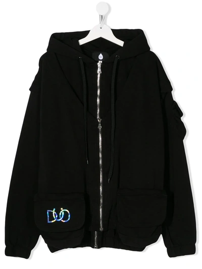 Duo Kids' Drippy Bomber Jacket In Black