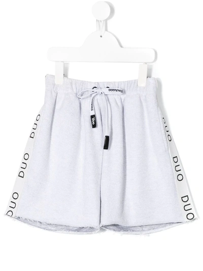 Duo Kids' Side Logo Shorts In Grey