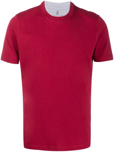 Brunello Cucinelli Jersey Round Neck T-shirt In Red