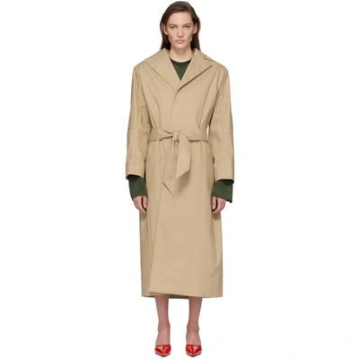 Kwaidan Editions Beige Structural Belted Trench Coat In Sand