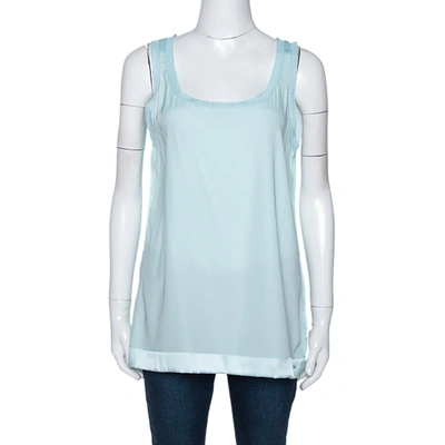 Pre-owned Missoni Pastel Blue Silk & Knit Sleeveless Scoop Neck Top M