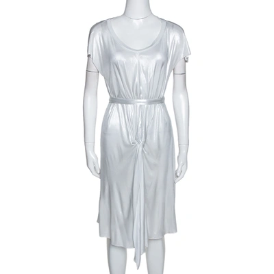 Pre-owned Joseph Metallic Silver Draped Front Mini Dress S