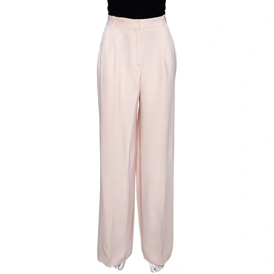 Pre-owned Joseph Pale Pink Matte Silk Chester Wide Leg Trousers M