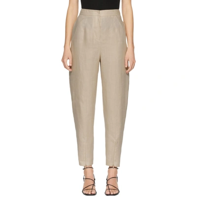 Amomento Beige Linen Structure Trousers