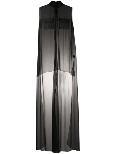 Vera Wang Transparent Shirt Dress In Black