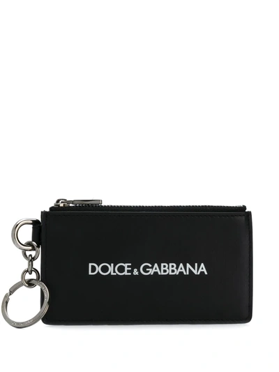 Dolce & Gabbana Logo Print Cardholder In Black