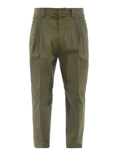 Dsquared2 Stretch Cotton Gabardine Pants In Dark Green