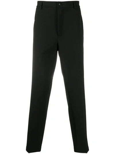 Department 5 Black Stretch Cotton Cropped Trousers
