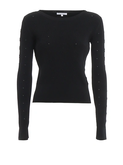 Patrizia Pepe Floral Rib Knitted Sweater In Black