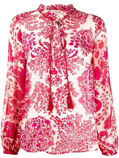 Twinset Paisley Printed Georgette Blouse In Red