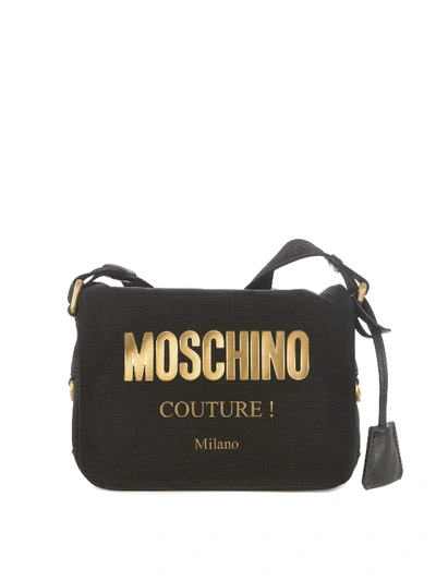 Moschino Logo Print Shoulder Bag In Black
