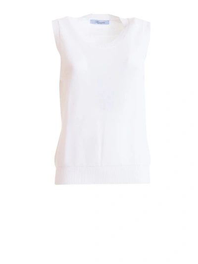 Blumarine Knitted Cotton Tank Top In White