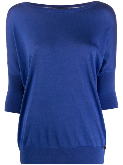 Fay Two-tone Silk Jumper In Blue