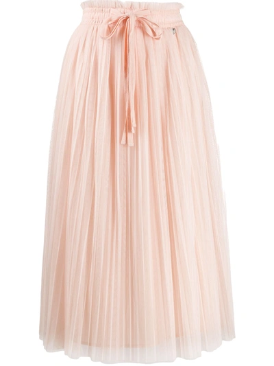 Twinset Pleated Tulle Skirt In Neutrals