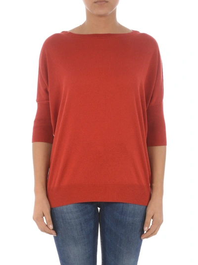 Fay Two-tone Silk Sweater In Red