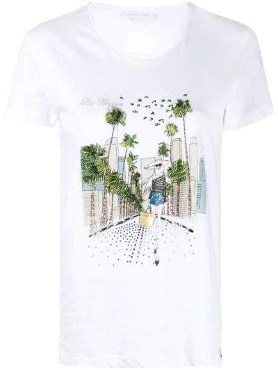 Patrizia Pepe Los Angeles Logo Printed Embellished T-shirt In White