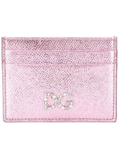 Dolce & Gabbana Dg Crystal Logo Cardholder In Pink