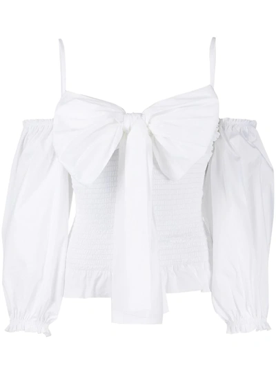 Red Valentino Bow Off The Shoulder Blouse In White