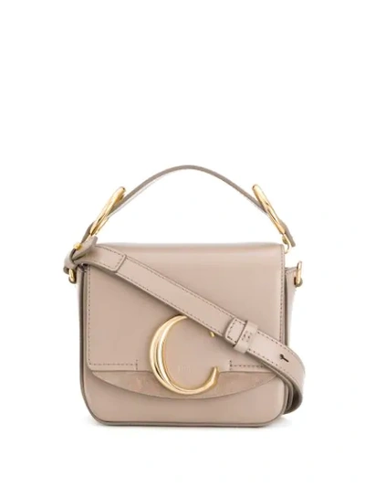 Chloé The C Small Leather Shoulder Bag In Neutrals