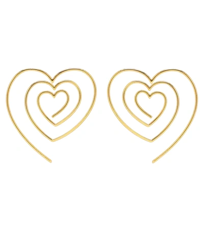 Y/project Heart Hoop Upside Down Earrings In Gold