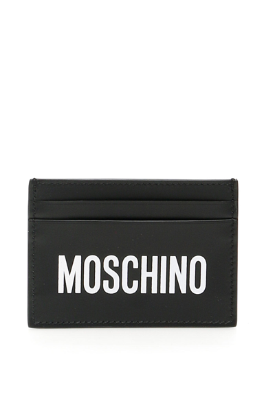 Moschino Logo Cardholder In Fantasia Nero (black)