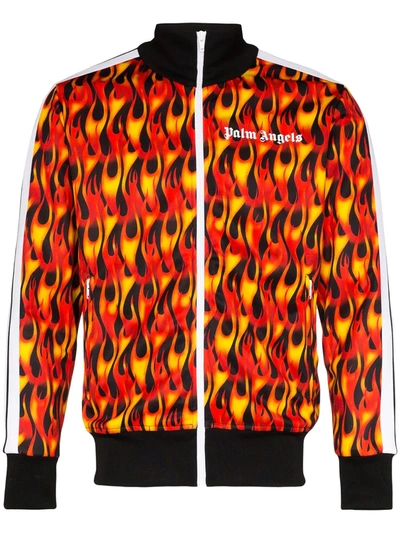 Palm Angels Flame-print Track Jacket In Red,yellow,black