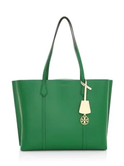 Tory Burch Perry Leather Tote In Green