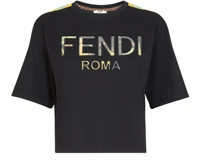 Fendi Black Cotton T-shirt In Noir