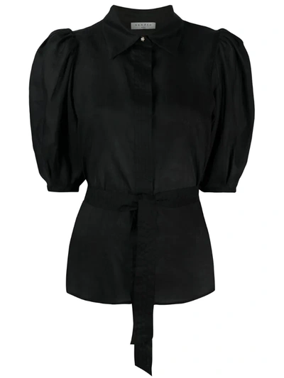 Sandro Ivan Tie-waist Shirt In Black