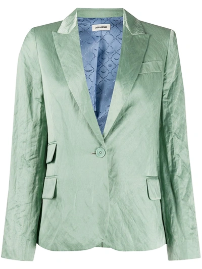 Zadig & Voltaire Victor Satin Suit Jacket In Green