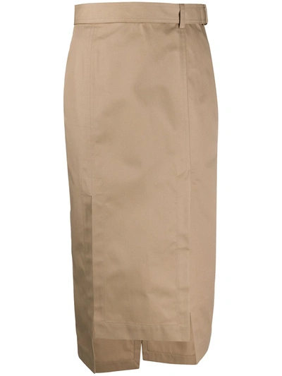 Eudon Choi Fitted Slit Detail Pencil Skirt In Neutrals