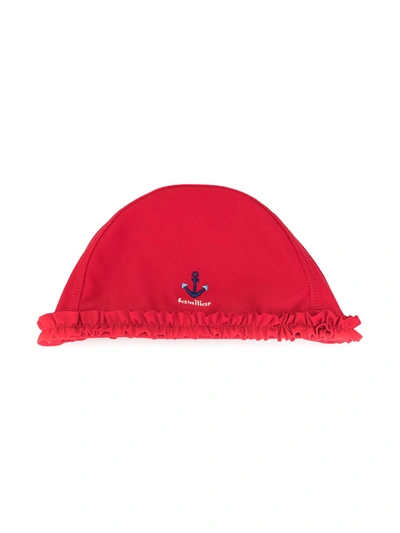 Familiar Kids' Embroidered-anchor Beach Hat In Red