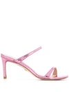 Stuart Weitzman Aleena Snakeskin-effect 75mm Sandals In Pink