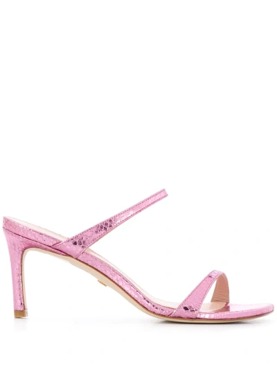 Stuart Weitzman Aleena Snakeskin-effect 75mm Sandals In Pink