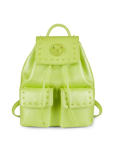 Valentino By Mario Valentino Simeon Preciosa Dollaro Leather Backpack In Lime