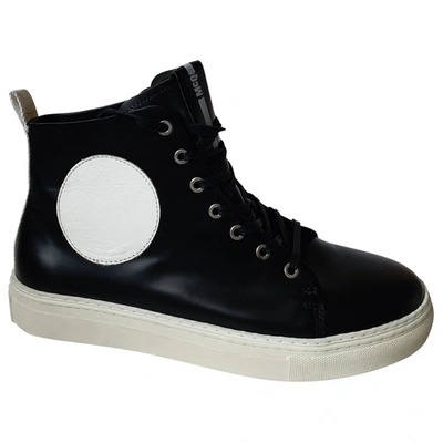 Pre-owned Mcq By Alexander Mcqueen Leather High Trainers In Black