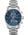 Hugo Boss Men's Chronograph Skymaster Stainless Steel Bracelet Watch 44mm Women's Shoes In Blue