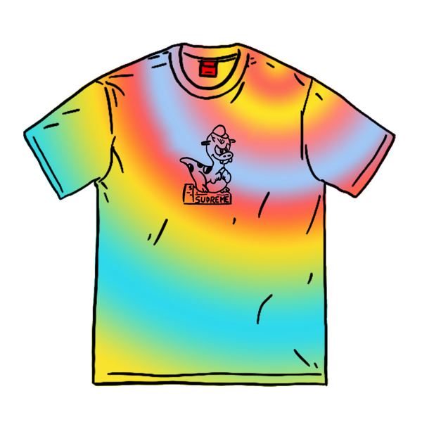 supreme dinosaur tee tie dye