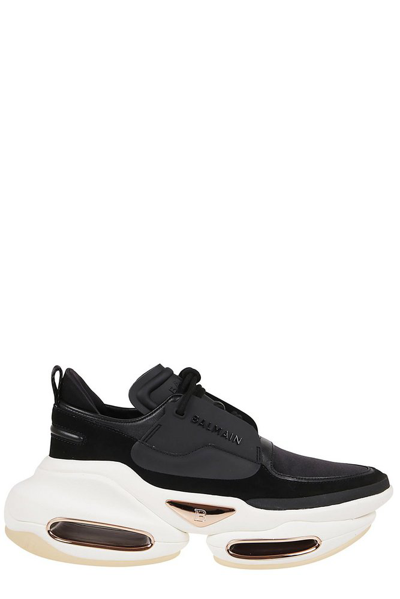Balmain Bold Low Leather Trainers In Black
