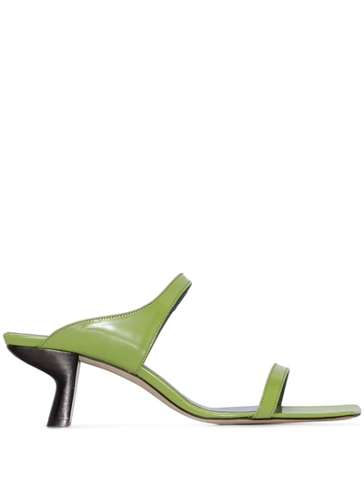 By Far Paola 55mm Double Strap Sandals In Green