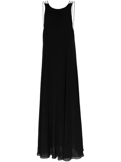 Halpern Scoop Back Trapeze Maxi Dress In Black