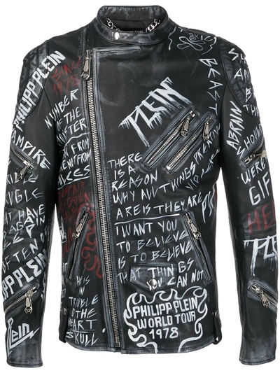 Philipp Plein Rockstar Biker Jacket In Black