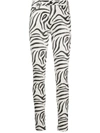 Philipp Plein High-waisted Zebra Print Trousers In White