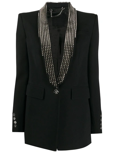 Philipp Plein Spike-studded Blazer In Black