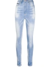 Philipp Plein Faded Embroidered Detail Jeans In Blue