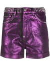 Philipp Plein Spike-studded Hot Pants In Purple