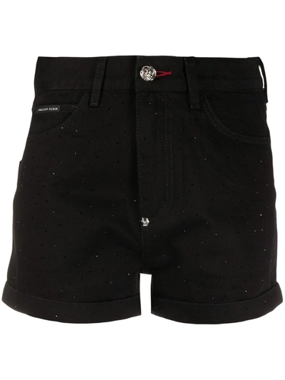 Philipp Plein Crystal-embellished Hot Pants In Black